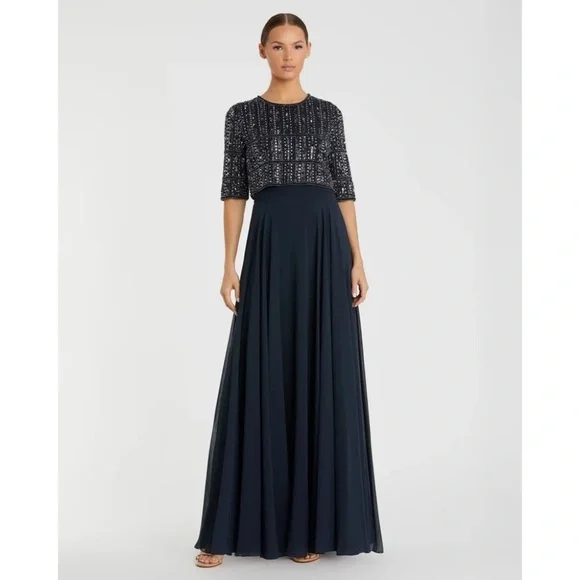 mini black dress with short sleeves Mac Duggal 50677 Dress main image 0